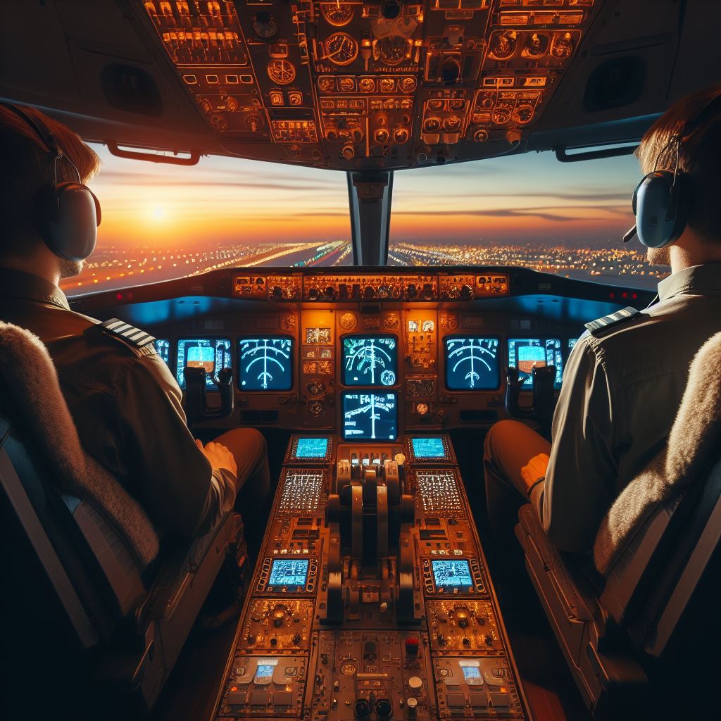 to piloter i cockpit
